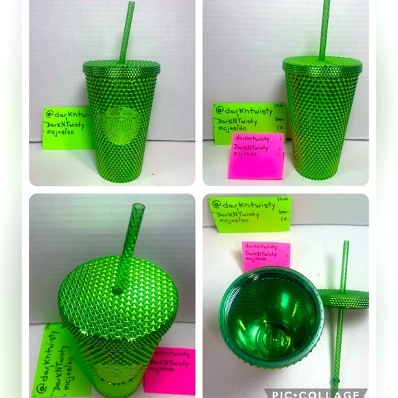BNWT 1 STARBUCKS 2023 BRIGHT SHINY METALLIC GREEN STUDDED 16OZ TUMBLER C… - Picture 13 of 13
